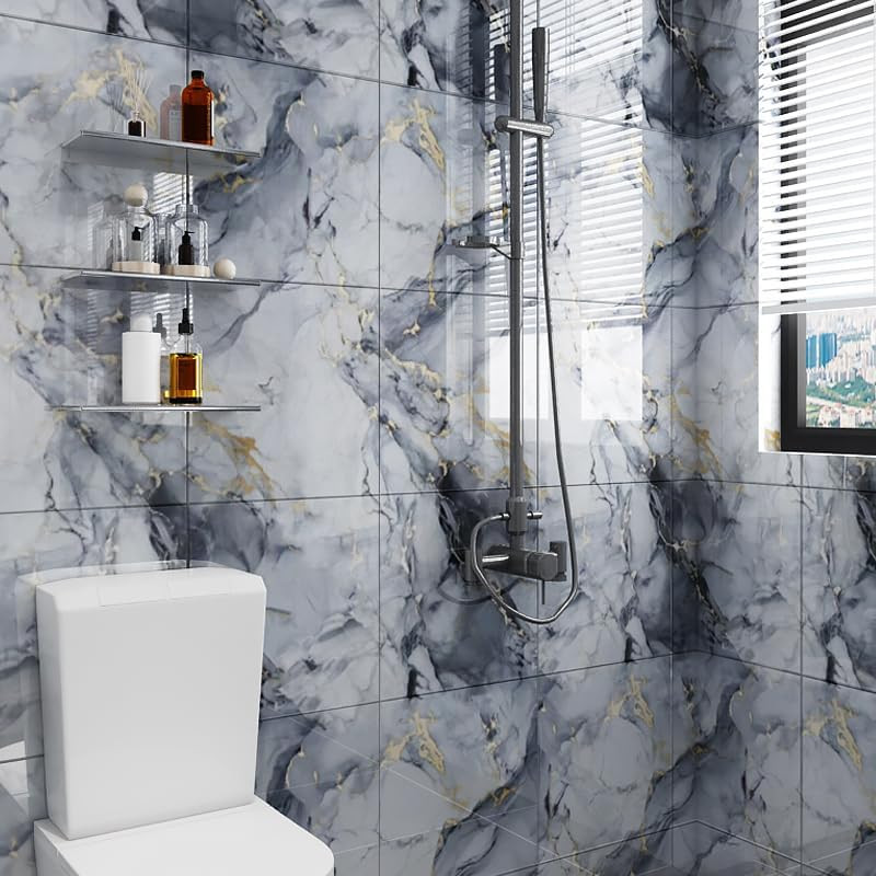 10pcs Peel and Stick Tile Shower Waterproof Marble Tiles Wall Panels, 11.8″x11.8