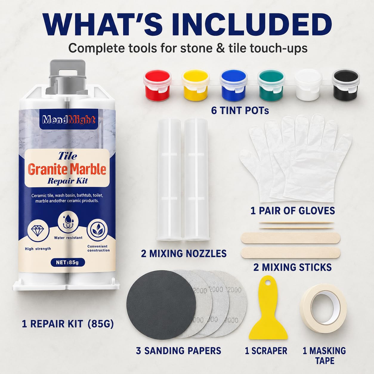 Countertop Surface Repair Kit Color Match Touch Up for Chips Cracks Holes DIY