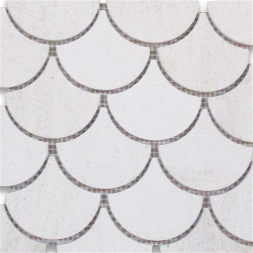 H993XH Golden Beach Moleanos Beige Limestone Fish Scale Fan Mosaic Tile Honed