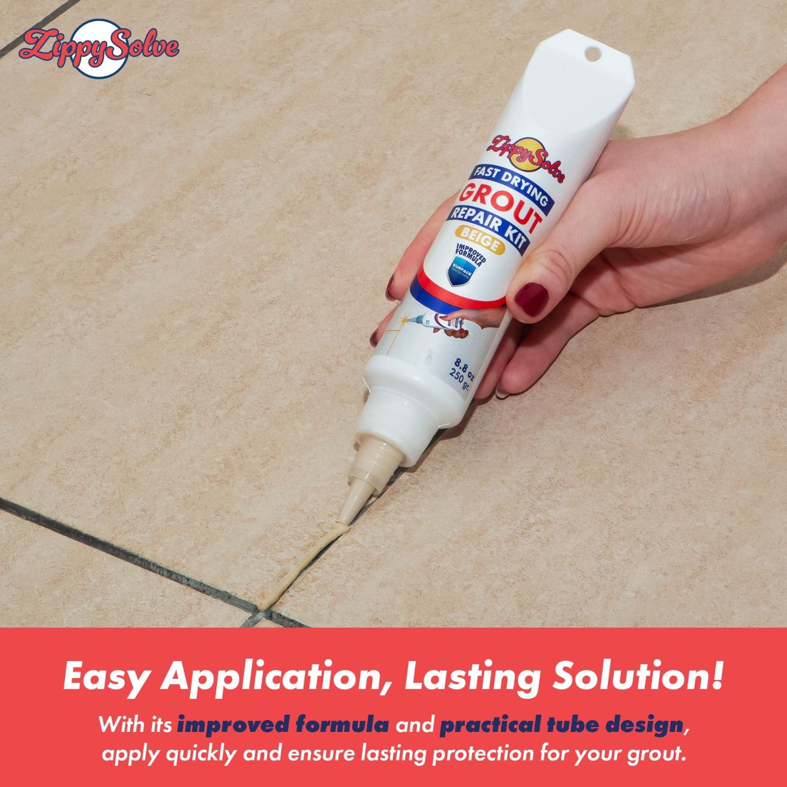 Tile Grout Repair Kit – 2 Pack Beige, Fast Drying Waterproof Squeeze Tube for Fl