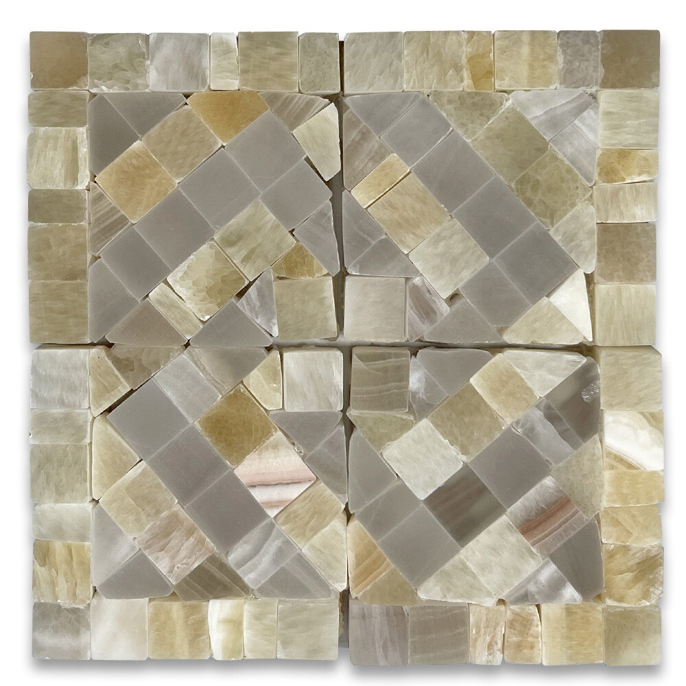 B0091CP Marble Mosaic Border Accent Tile Renaissance Honey Onyx 2×2 Polished