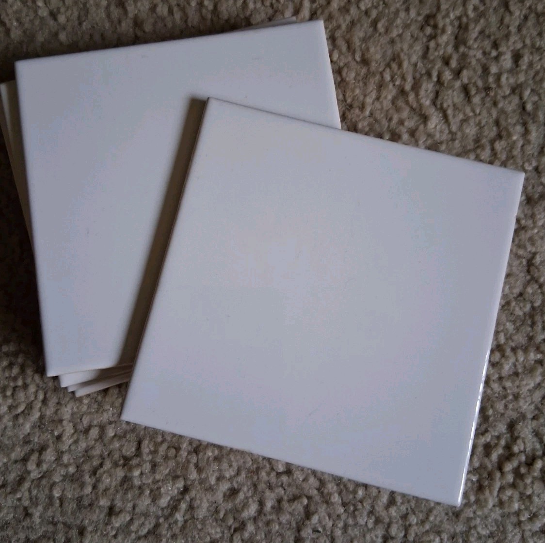 Lot of 4 Vintage MARIWASA Ceramic Glazed TILES – 4.25″ × 4.25″ – White #105 -NOS