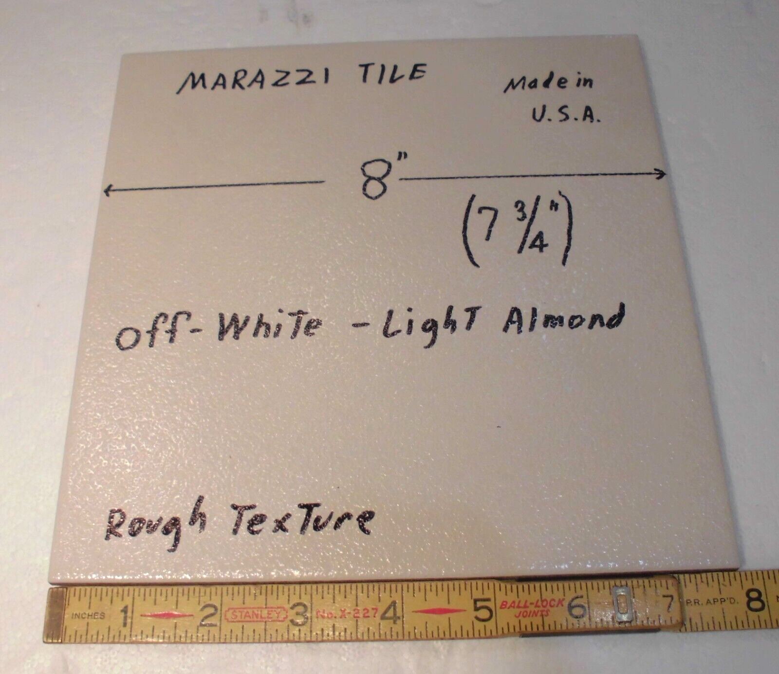 1 pc. Off-white – Light Almond: 8″ Ceramic Floor Tile by Marazzi, Rough Texture