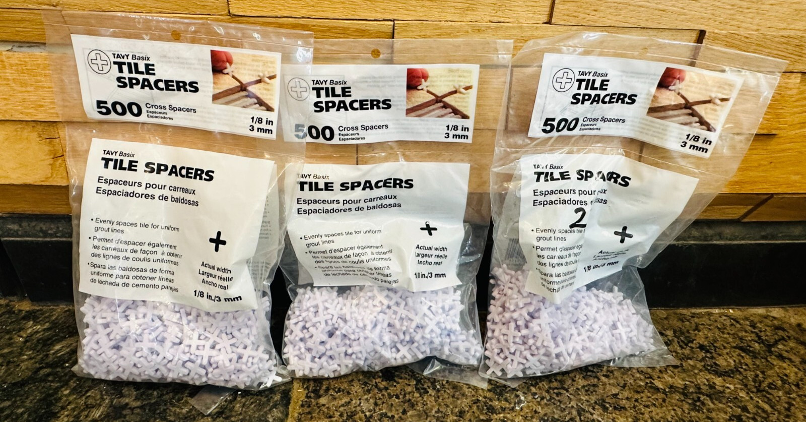 TAVY Basix 1/8″ 3mm Tile Cross Spacers 500 Total Spacers 645382054540-Lots of 3
