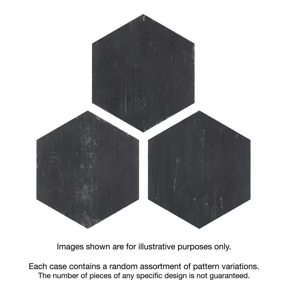 Retro Hex Nero 14-1/8 In. X 16-1/4 In. Porcelain Floor and Wall Tile (11.07 Sq.