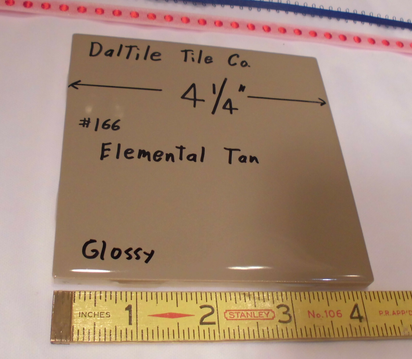 1 pc. Elemental Tan: Glossy Ceramic Tile by Daltile; 4-1/4″ Light Brown NEW