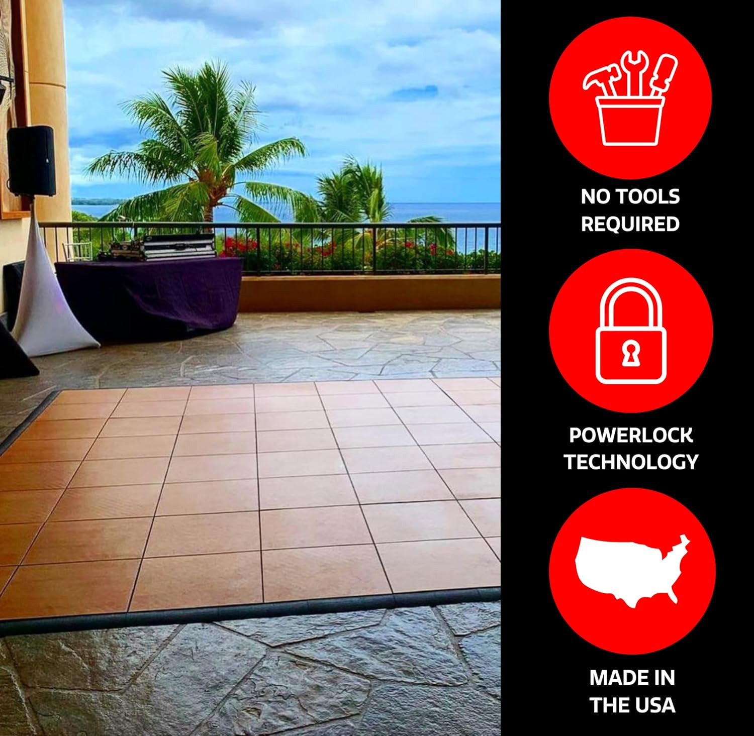 Interlocking Oak Dance Floor Kit – 3′ x 3′ Lightweight 21 Piece Set