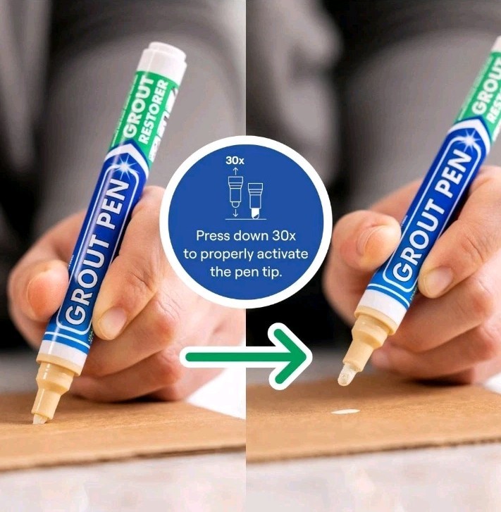 Grout Pen Cream Tile Paint Marker: Waterproof Tile Grout Colorant w/ Extra Tips