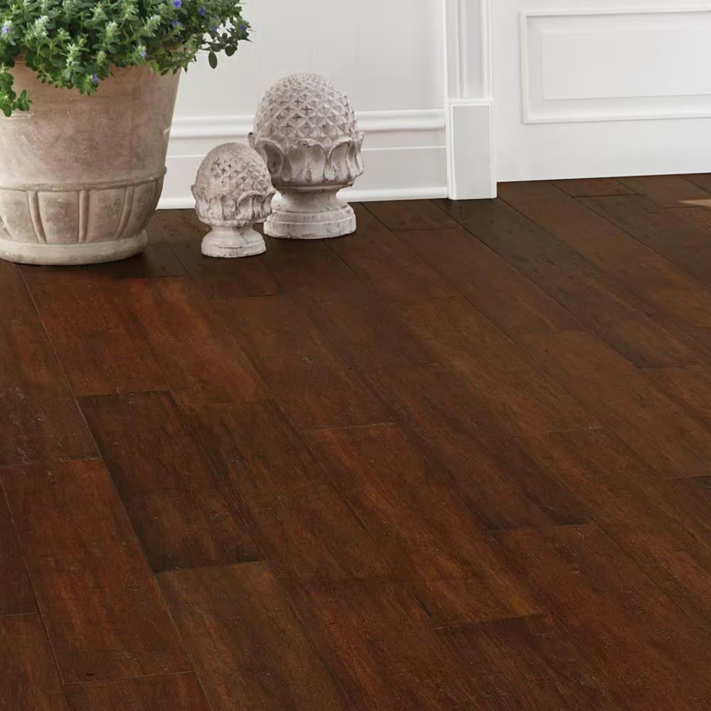Sahara 3/8 In. T X 5.2 In. W Hand Scraped Strand Woven Engineered Bamboo Floorin