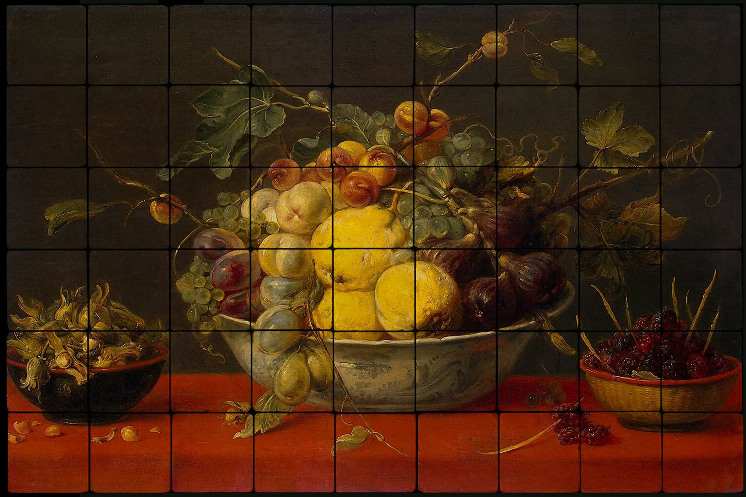 36x24Fruit Backsplash Mural Tumbled Marble Tiles Kitchen Ideas Frans Snyders