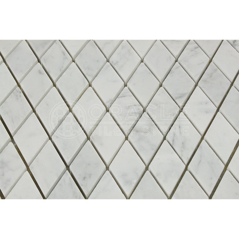 Carrara White Italian (Bianco Carrara) Marble Diamond – Rhomboid Mosaic Tile