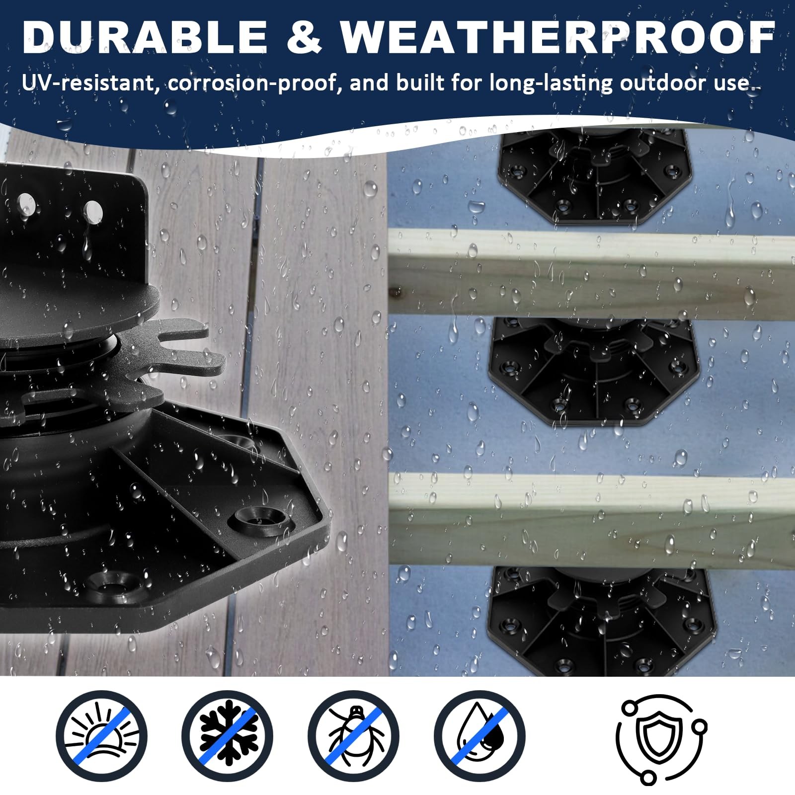 MCCKLE 24 Pack Adjustable Deck Support Pedestal, 1-3/16″ to 2-3/4″(30-70mm)