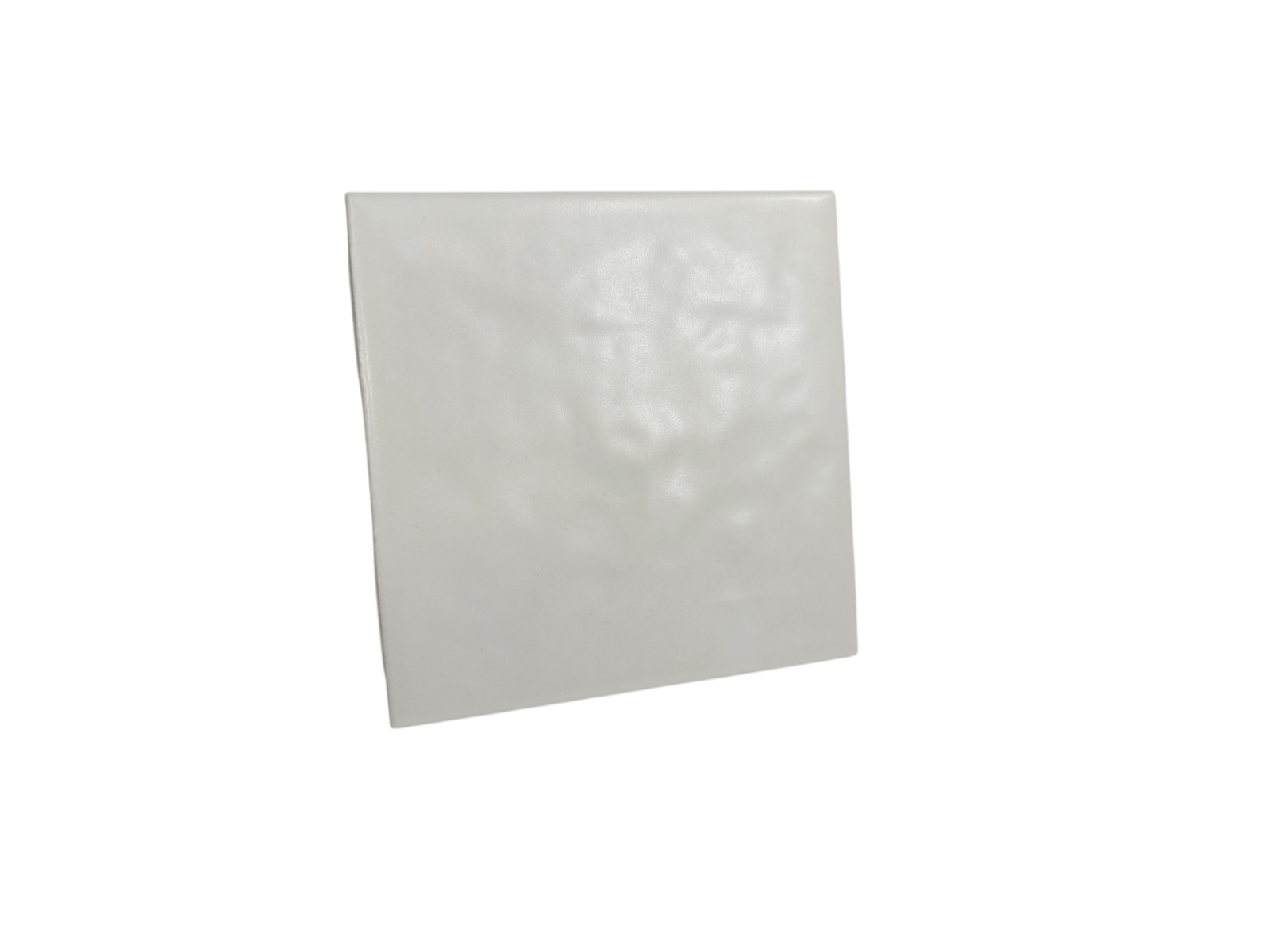 Vintage White Ceramic Tile 4.25 in Subway Square Rippled Matte Potters Touch