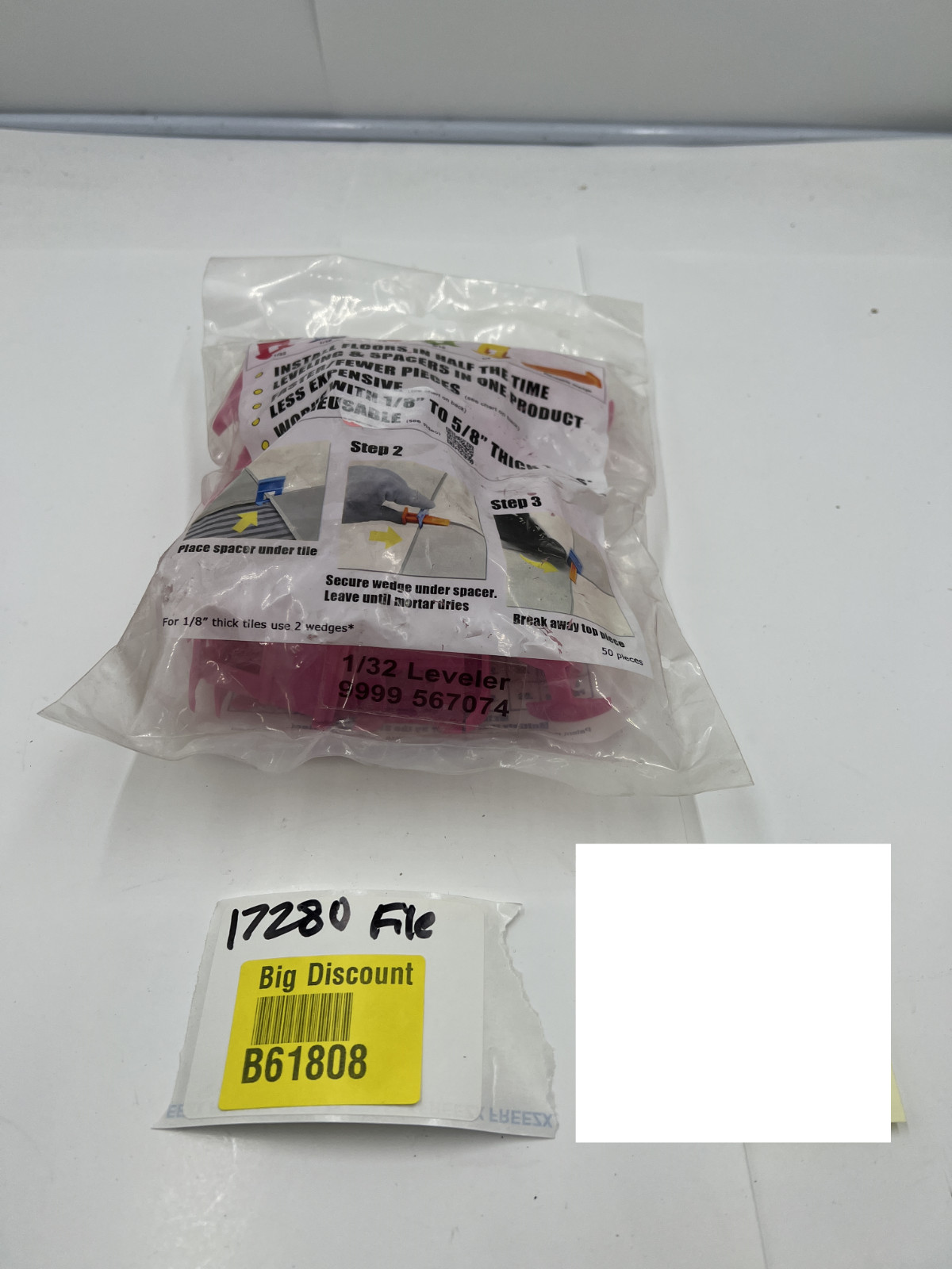 2 Bag Of 50 Acufloor Leveling Spacers 9999-567074 1/32″ Leveler in Pink, Plastic