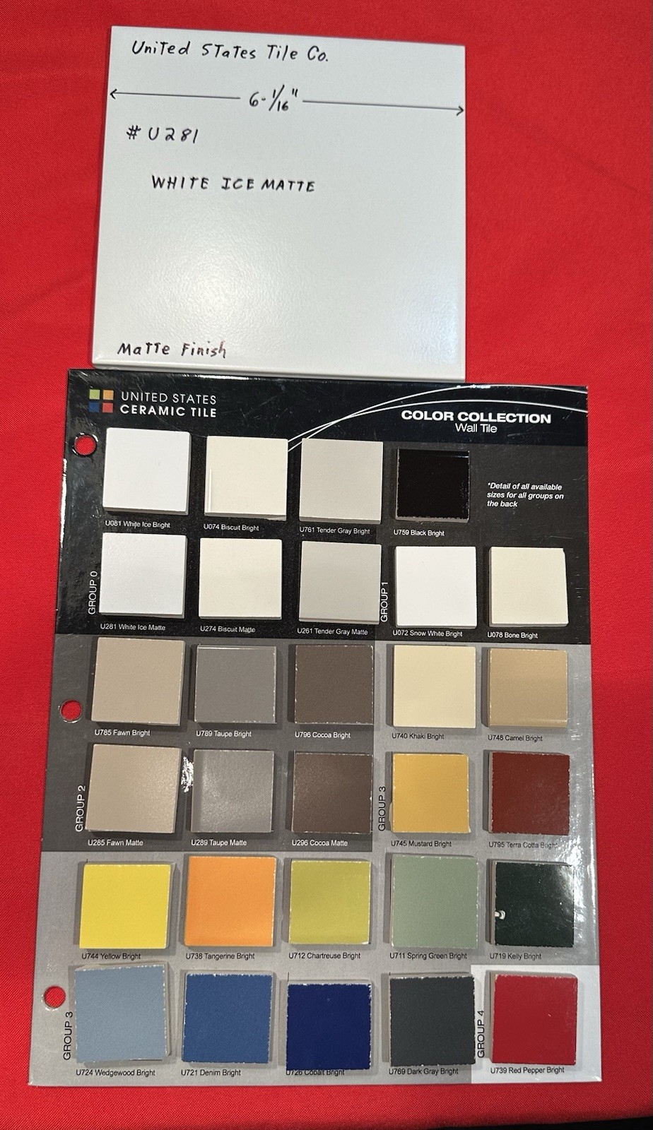 1 pc. White Ice: 6-1/16″ Matte Ceramic Tile by United States Tile Co. #U281, NEW