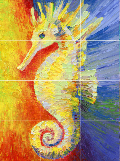 seahorse tropical fish ocean reef marine sea life ceramic tile mural backsplash