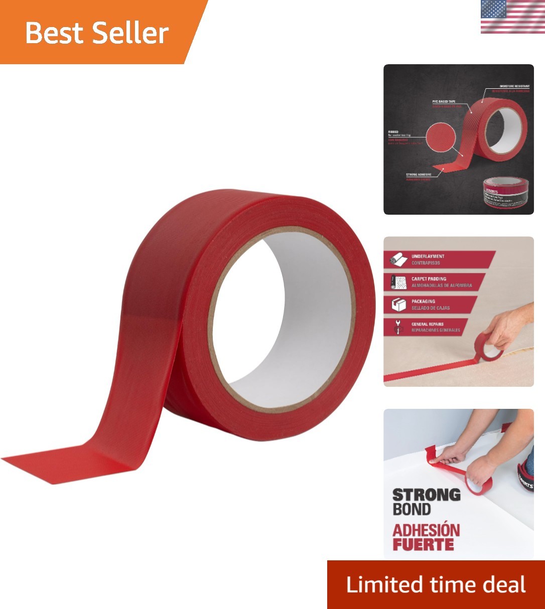 50-040 Red Underlayment Seam Tape 100 ft for Moisture Protection & Durability