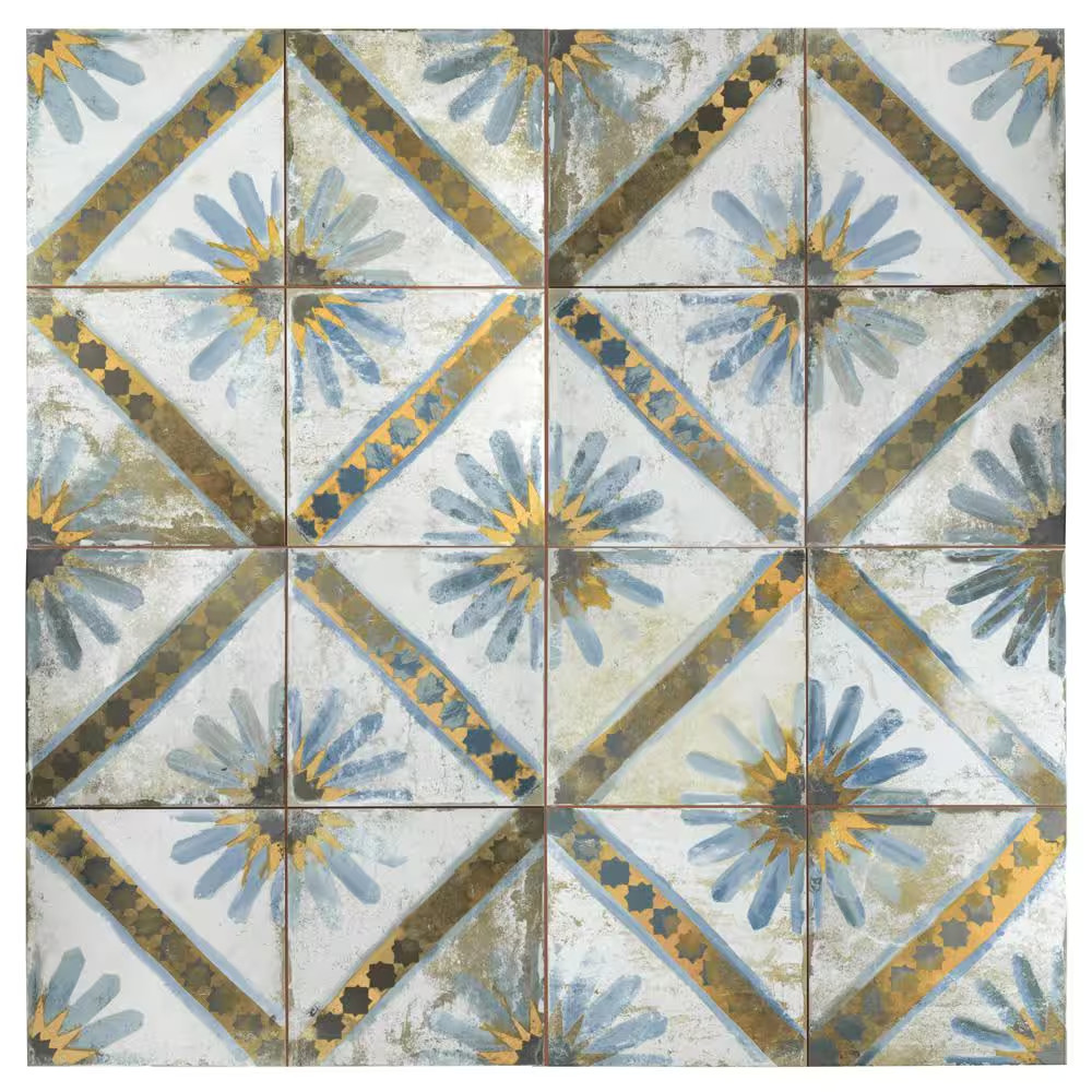 Kings Marrakech Blue 17-5/8 In. X 17-5/8 In. Ceramic Floor and Wall Tile (10.95