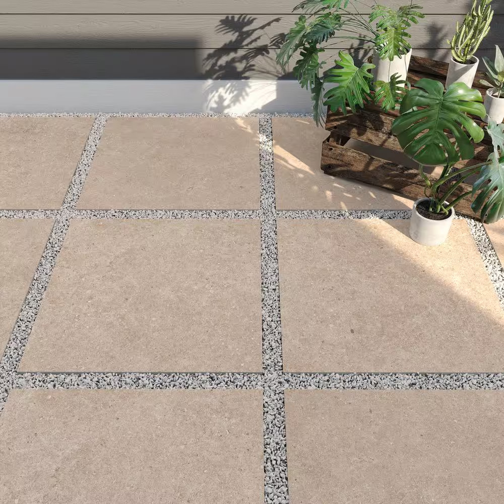 Pietra Limestone Sand 24 In. X 24 In. X 0.75 In. Stone Look Porcelain Paver (Cas
