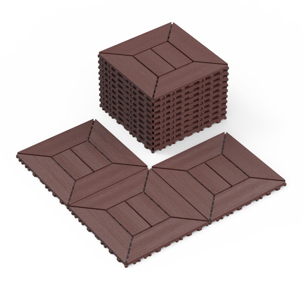 44 Pack 12×12 Interlocking Patio Tiles DIY Deck Floor Tiles Polypropylene Indoor