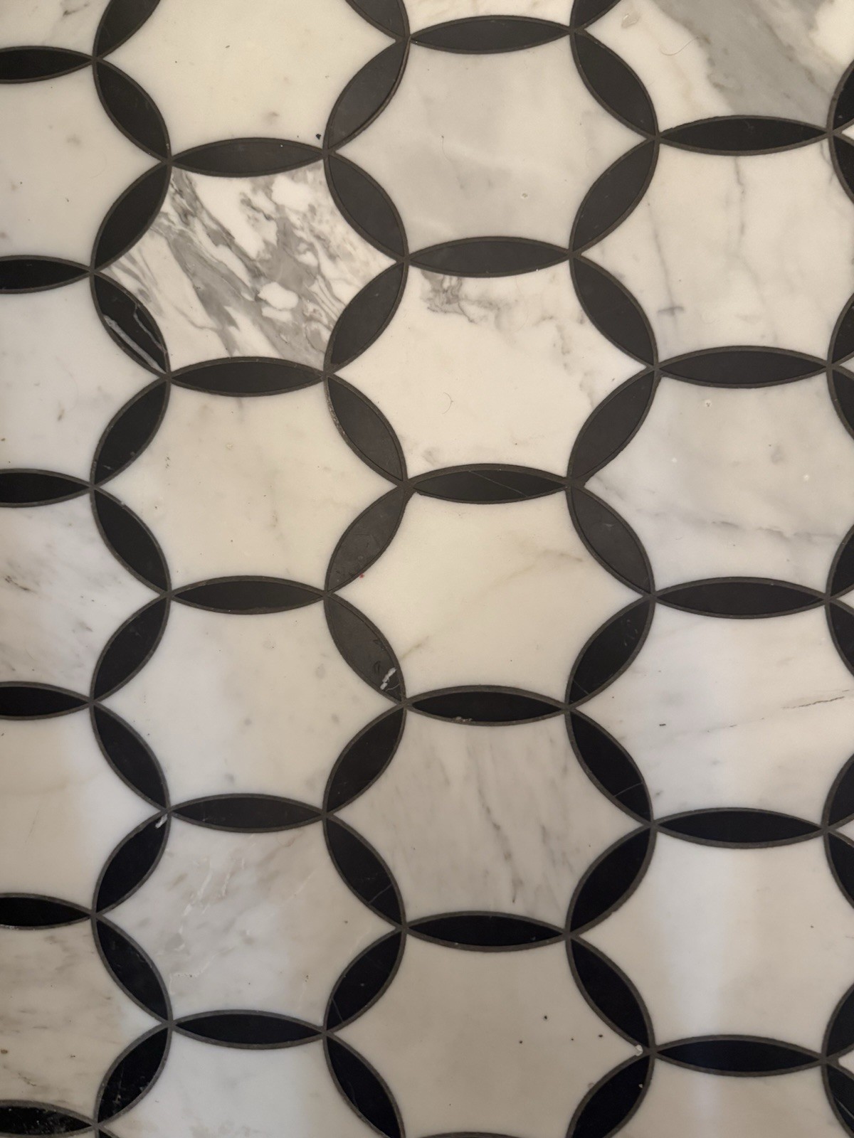 Carrara White & Black Italian Marble Geometric Mosaic Polished Gloss