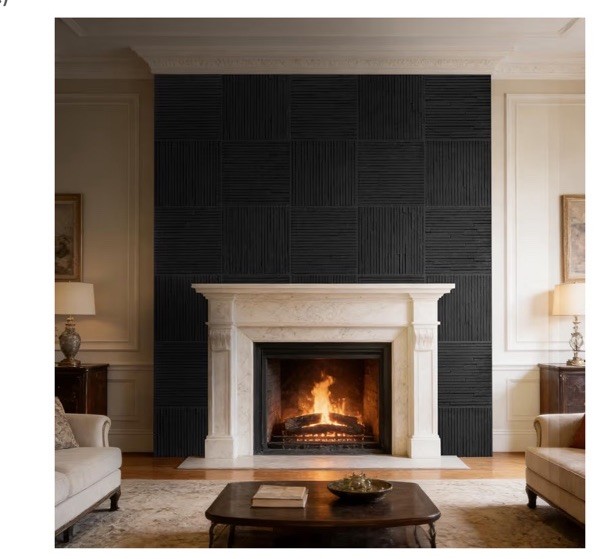 6 Pcs 3D Black Faux Stone Wall Panels, 11.8’‘ x 11.8’’ x 0.2”, Inorganic