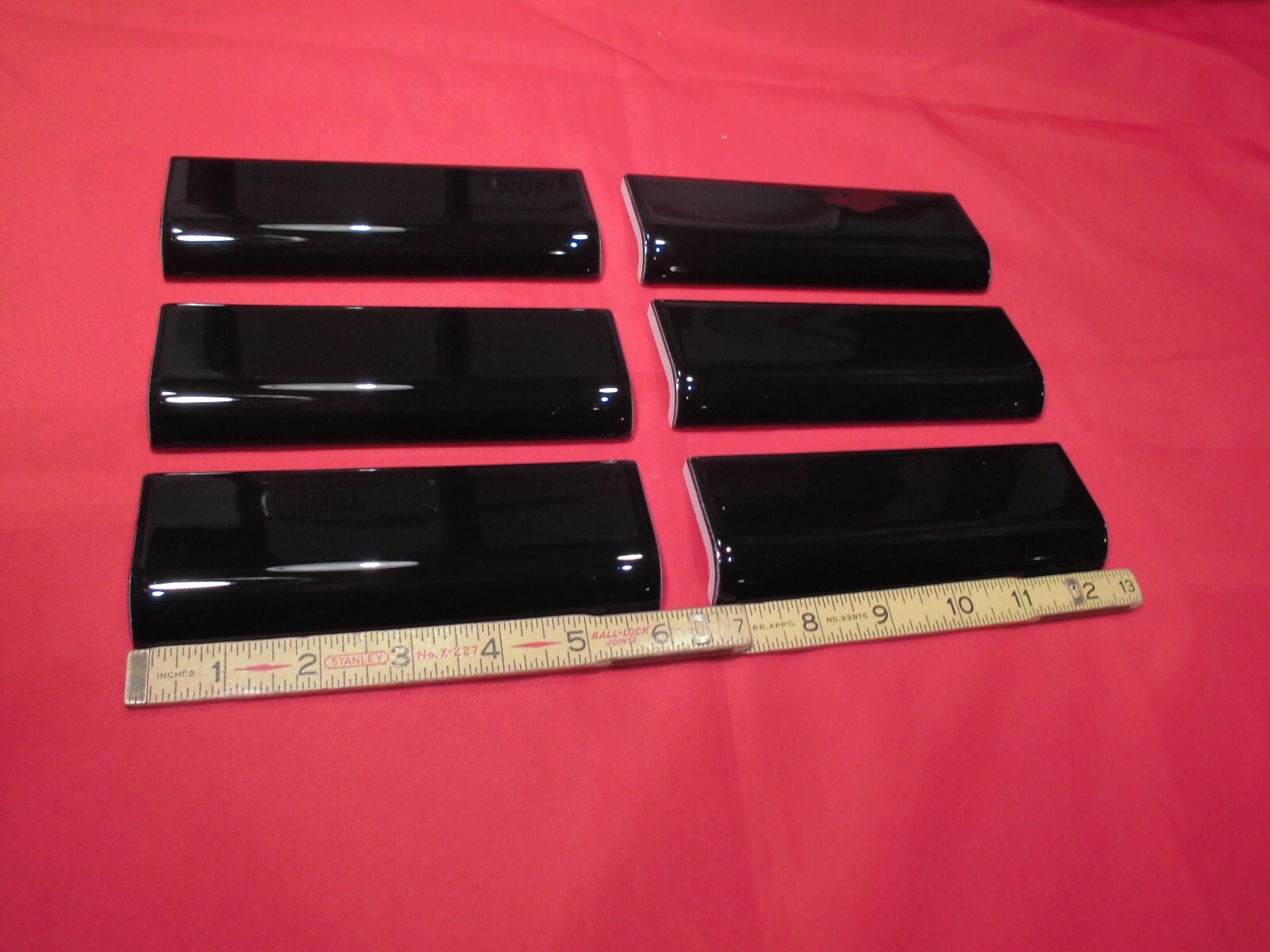 Black 2 x 6 in Ceramic Tile Mud Cap Bullnose Trim 2×6 inch American Olean 6 Pack