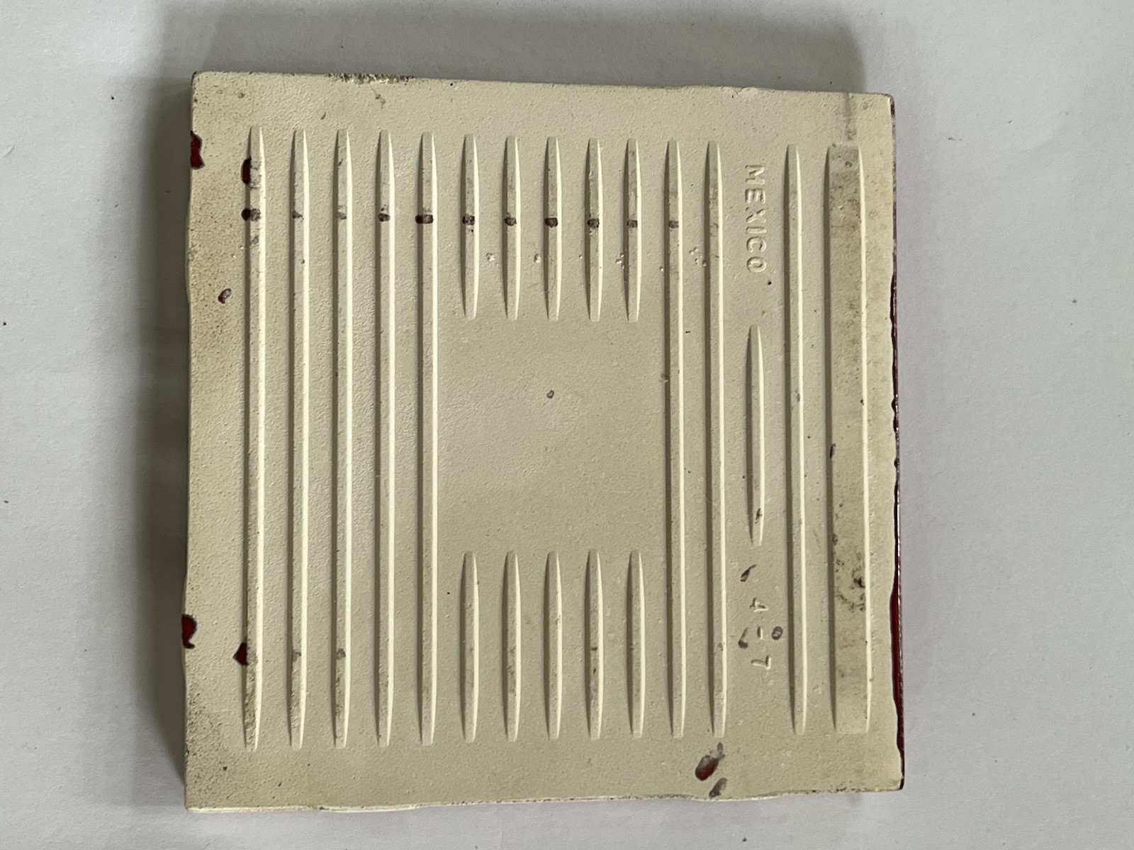 Vintage Candy Apple Red Ceramic Tile 4.25 Sq. Edge Trim ~ Made In Mexico