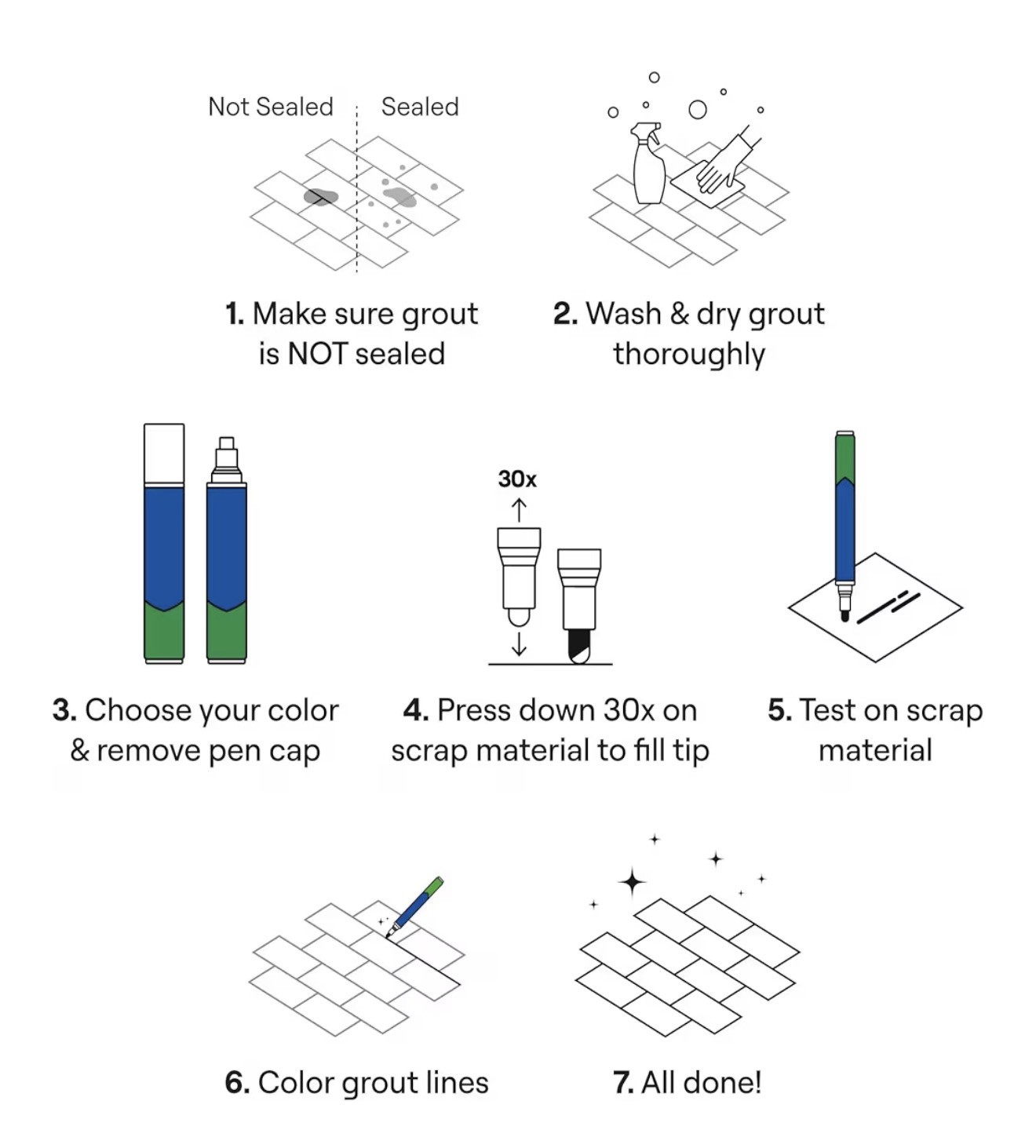 Grout Pen 2-Pack Tile Grout Paint Marker White 5MM Waterproof Anti-Mold Formula