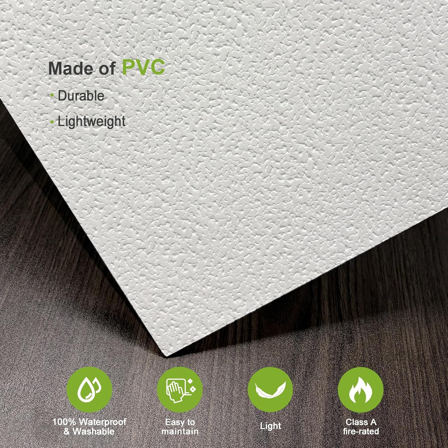Waterproof 2×4 Drop Ceiling Tiles – 12 Pack, Fire-Rated & Washable PVC