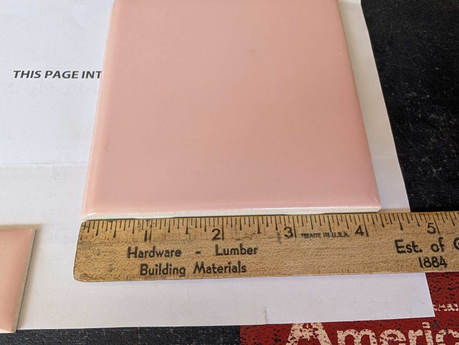 2 pcs American Olean Vintage Bullnose Pink Tile 4 1/4″ NEW Color #67 “Hibiscus”