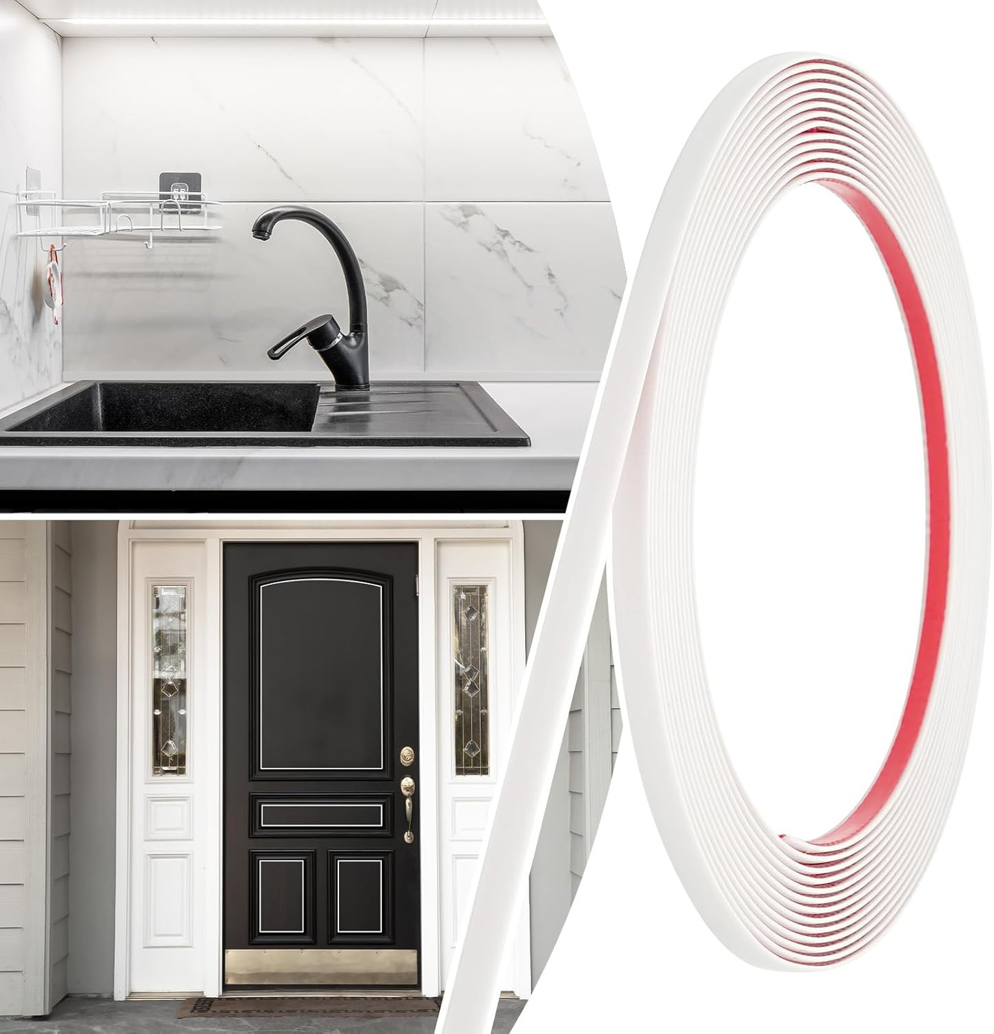 20FT X 1/4In Peel and Stick Trim for Backsplash, Flexible Molding Strip, Self Ad