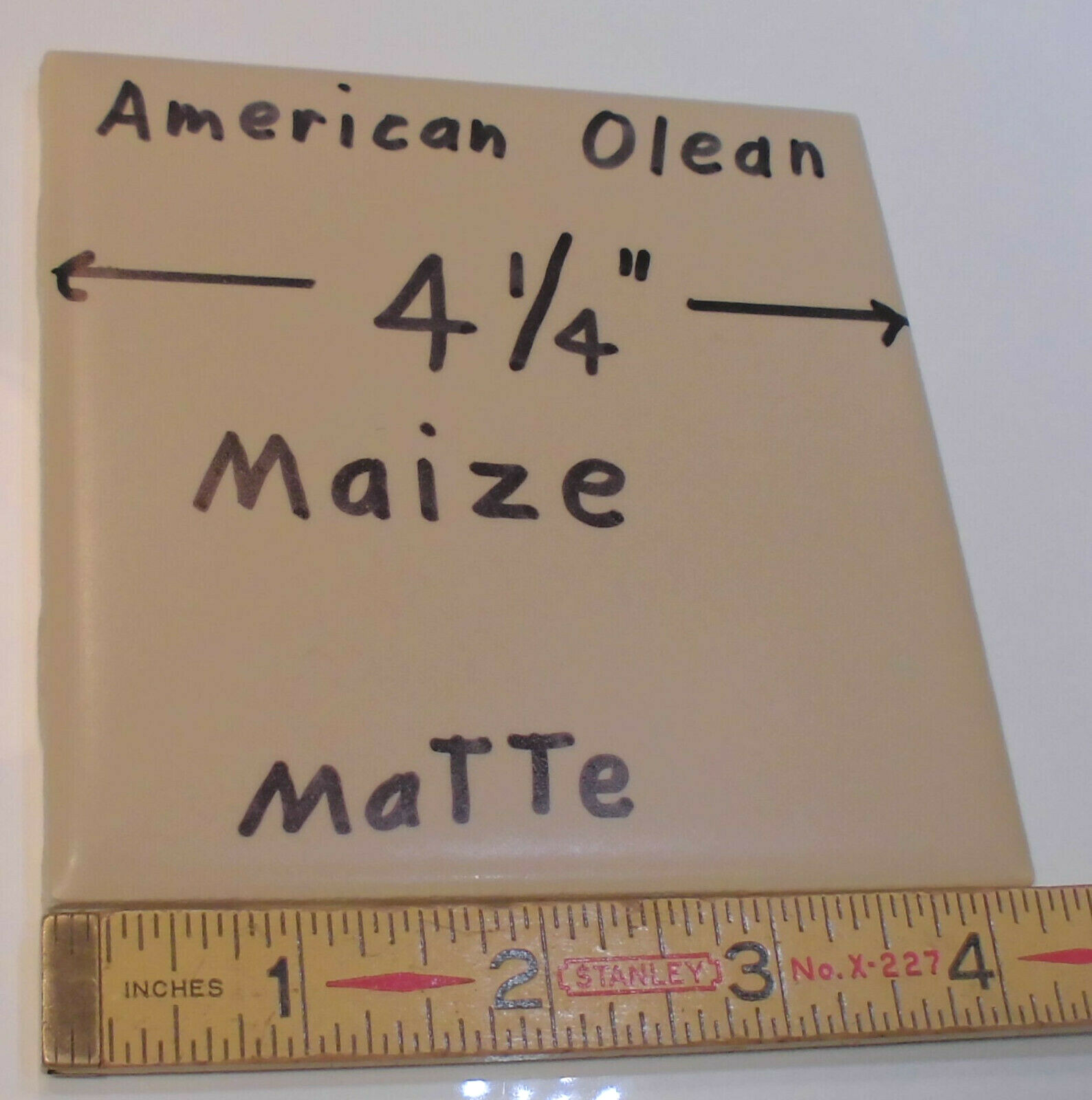 1 pc. Vintage Ceramic Tile *Maize Color* American Olean; 4-1/4″ Matte +Yellow