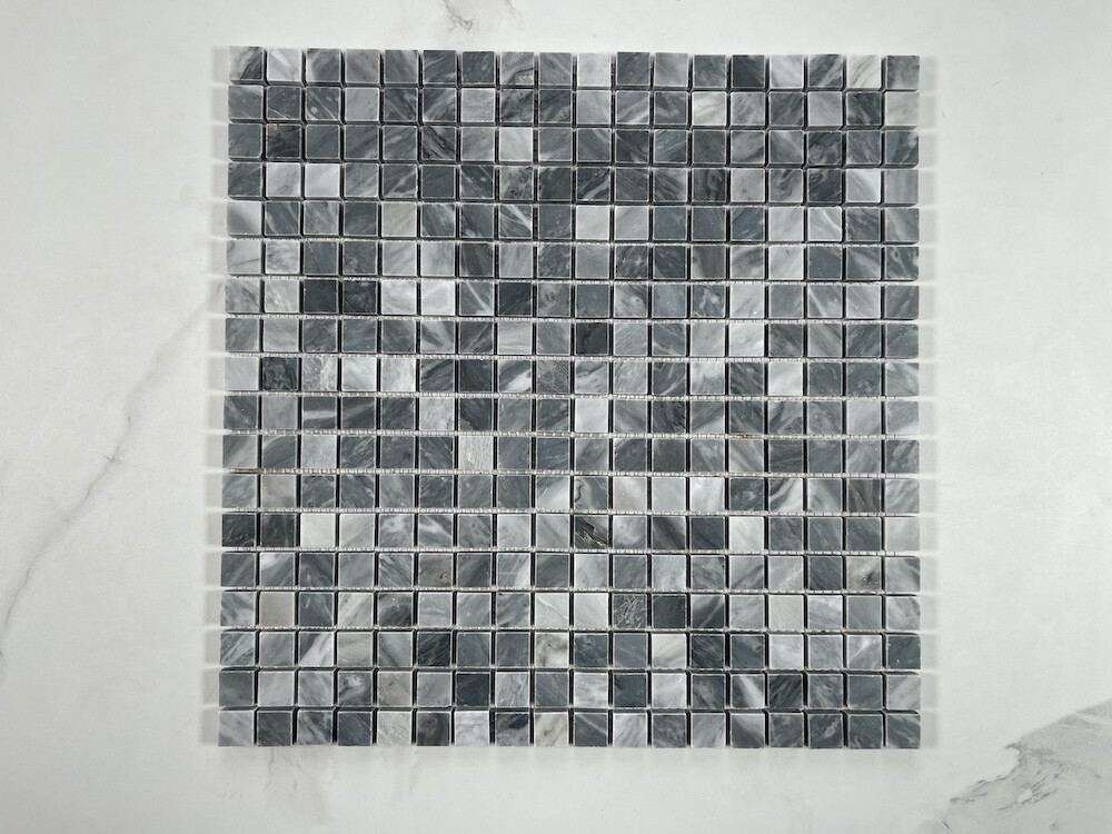 K22XH Bardiglio Gray Marble Square Mosaic Tile Honed 5/8×5/8 Grid