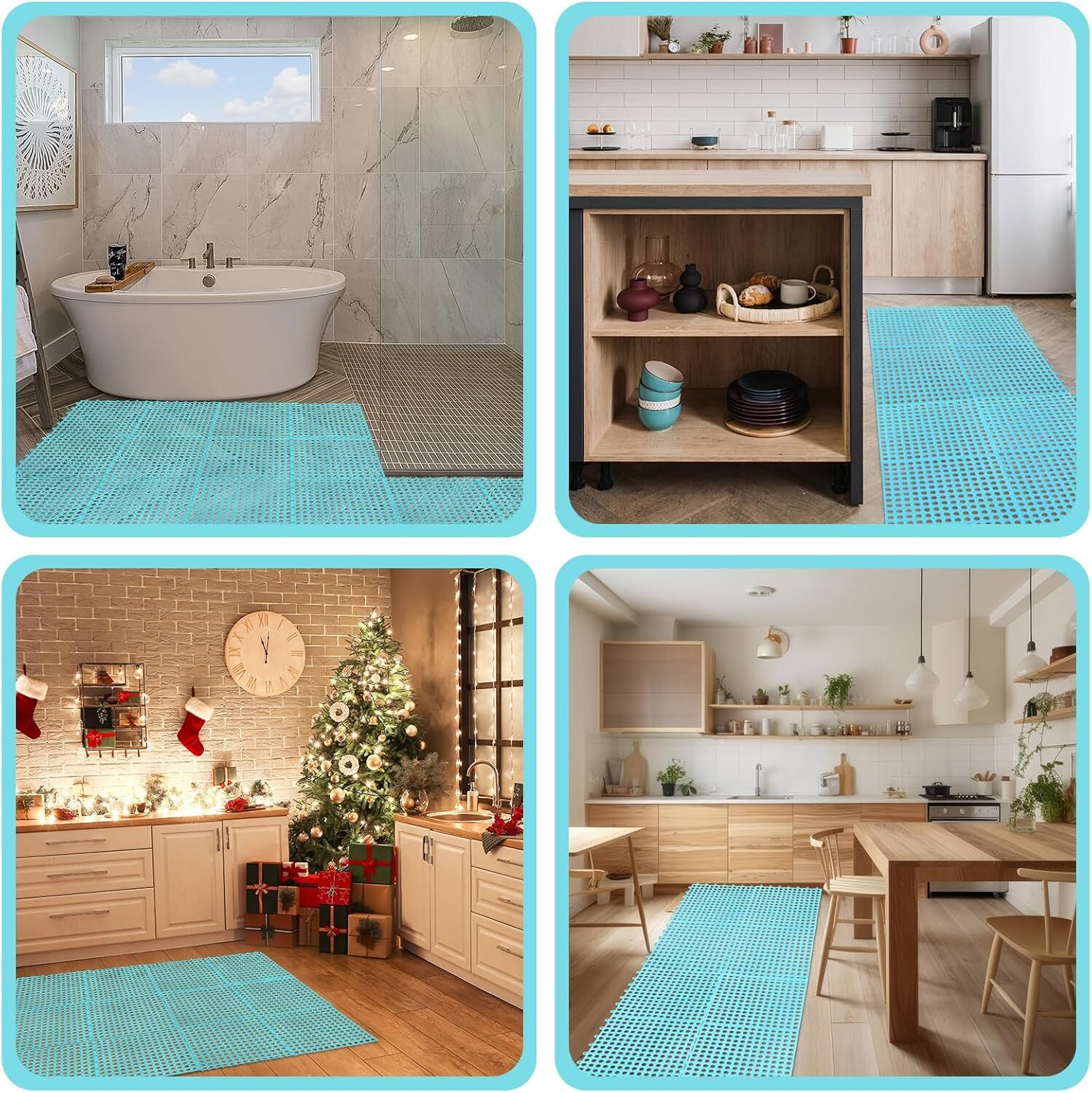 50 Pcs 11×11 Interlocking Drainage Tiles Non Slip Floor Mats TPE Bathroom Patio