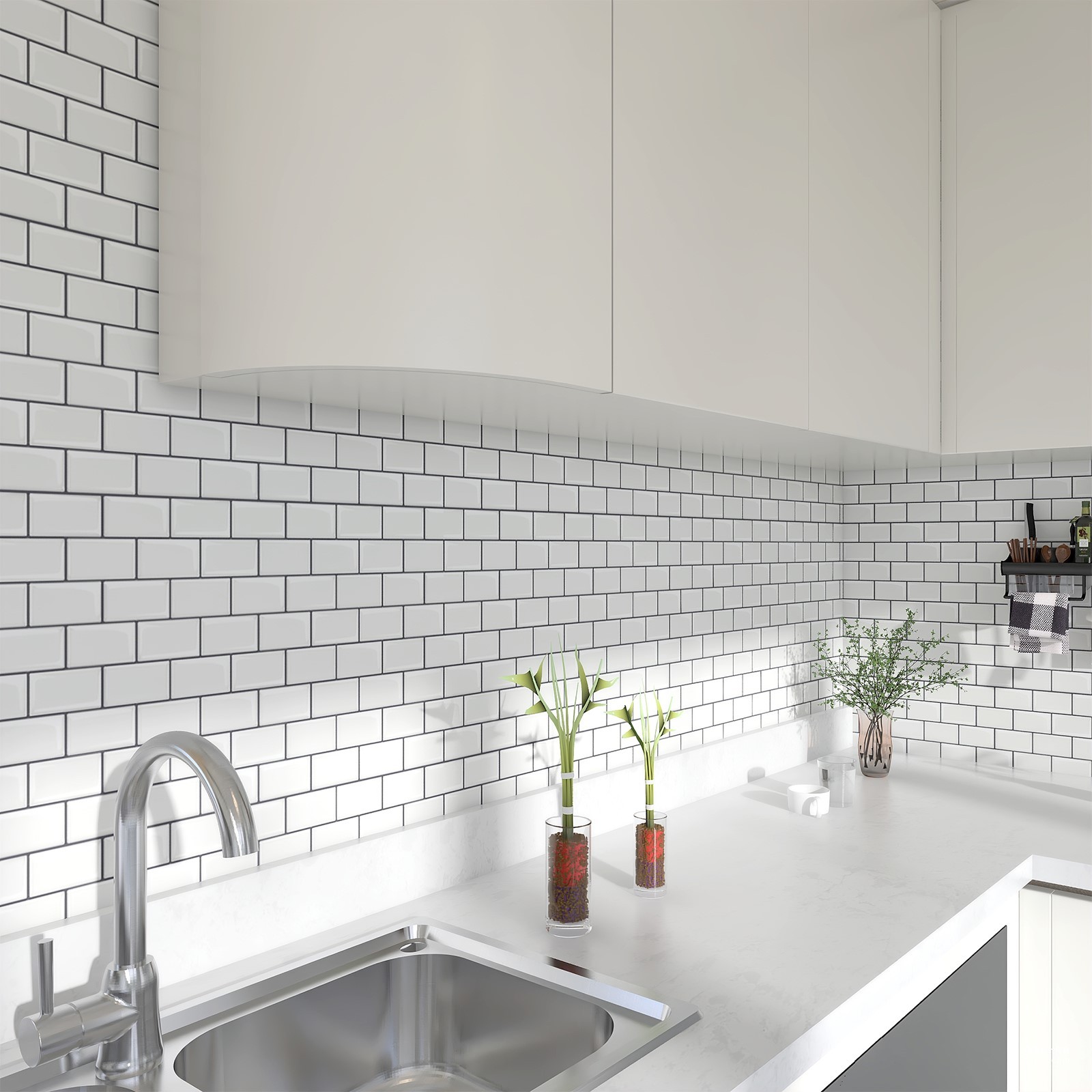 3D 10PCS 12”X12” Peel and Stick Kitchen Backsplash Tiles Self Adhesive Tile