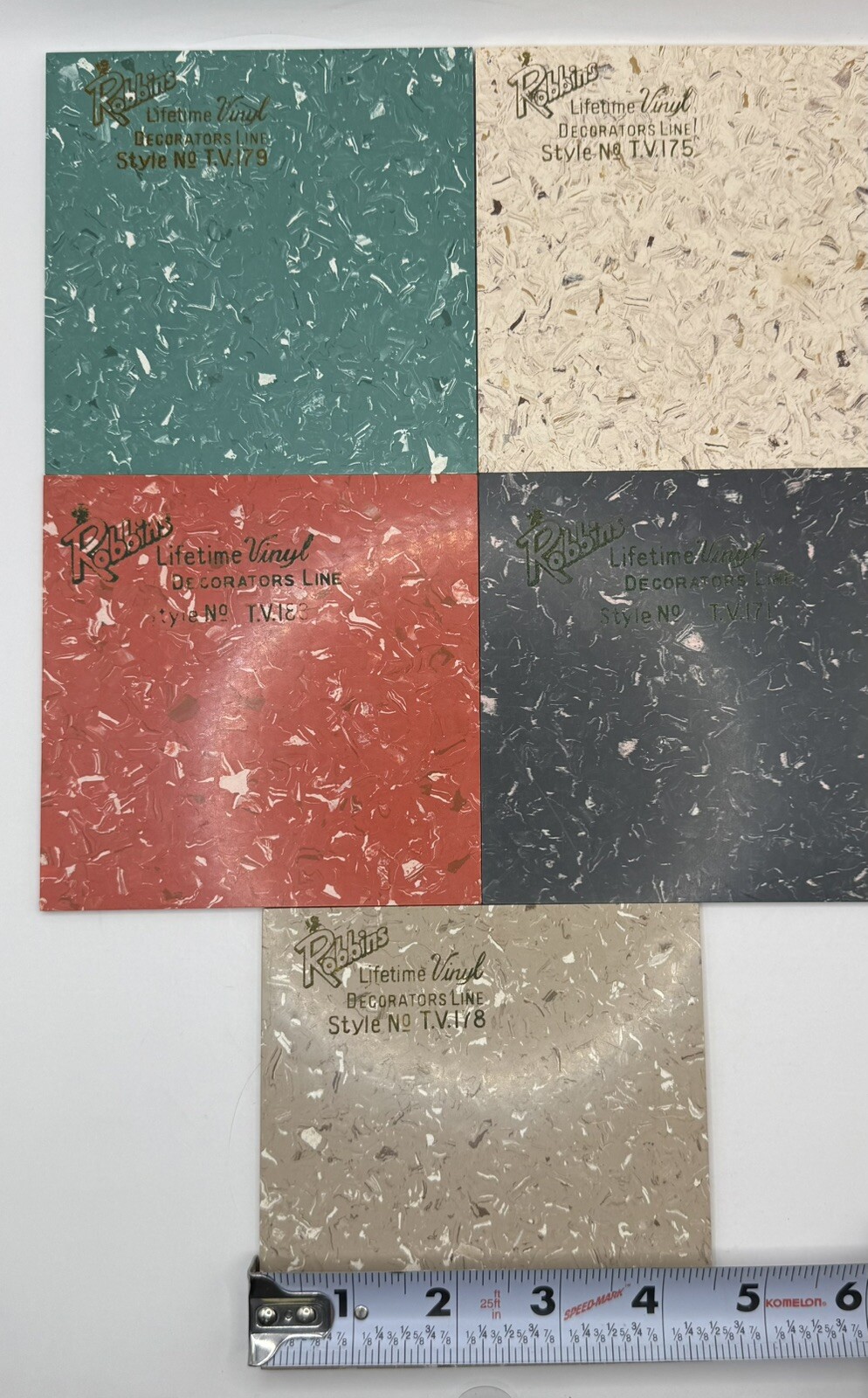 VTG 1950s Robbins Rubber & Vinyl Tile 54 Pieces Mixed Sizes Salesman Samples