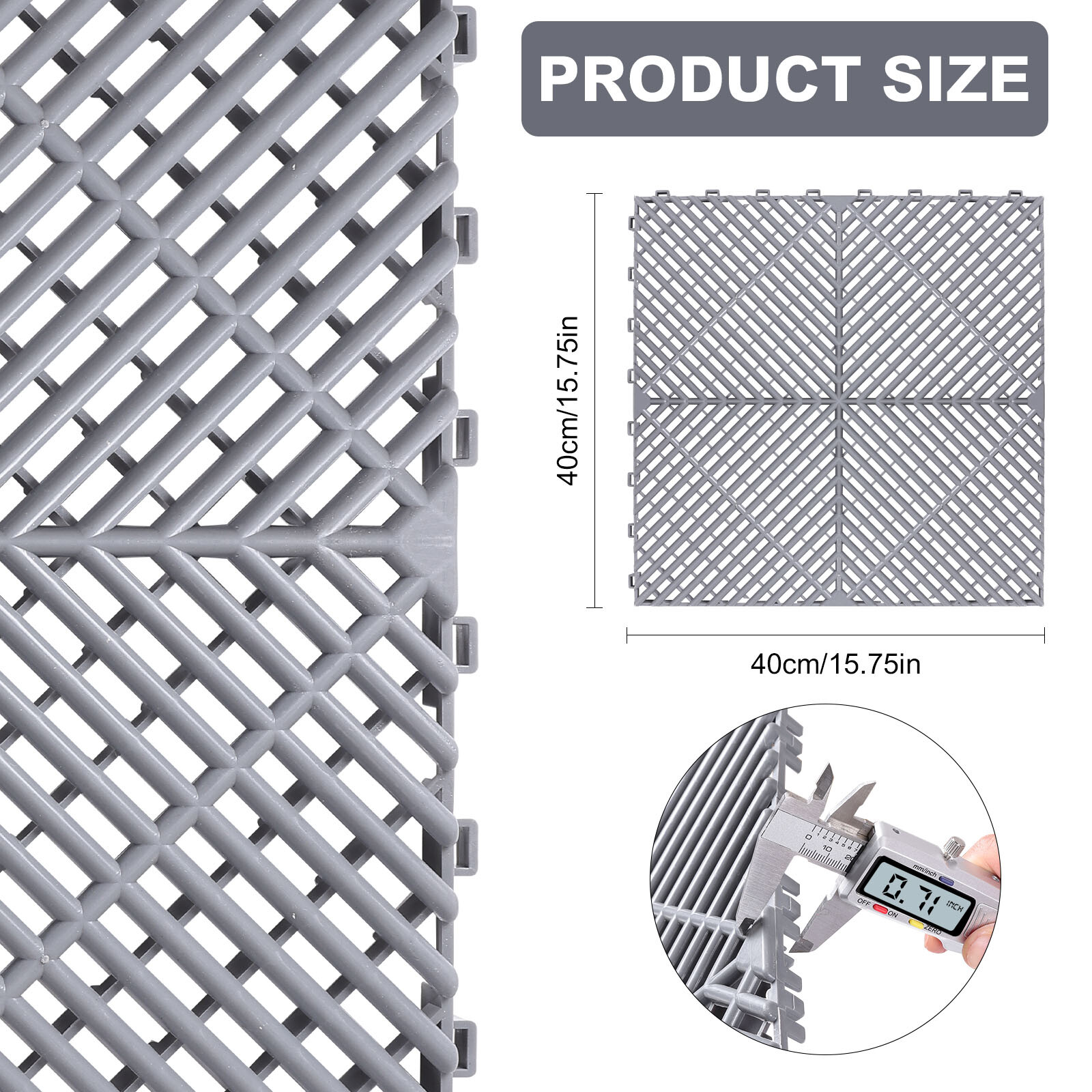 Interlocking Garage Floor Tile 20PC 16×16 in Water Drainage Cover Mat 34.4 sq.ft
