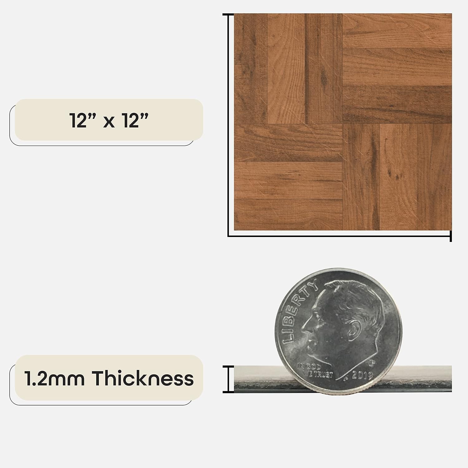 Nexus Self Adhesive 12-Inch Vinyl Floor Tiles, 20 Tiles – 12″ x 12″, 3 Finger…