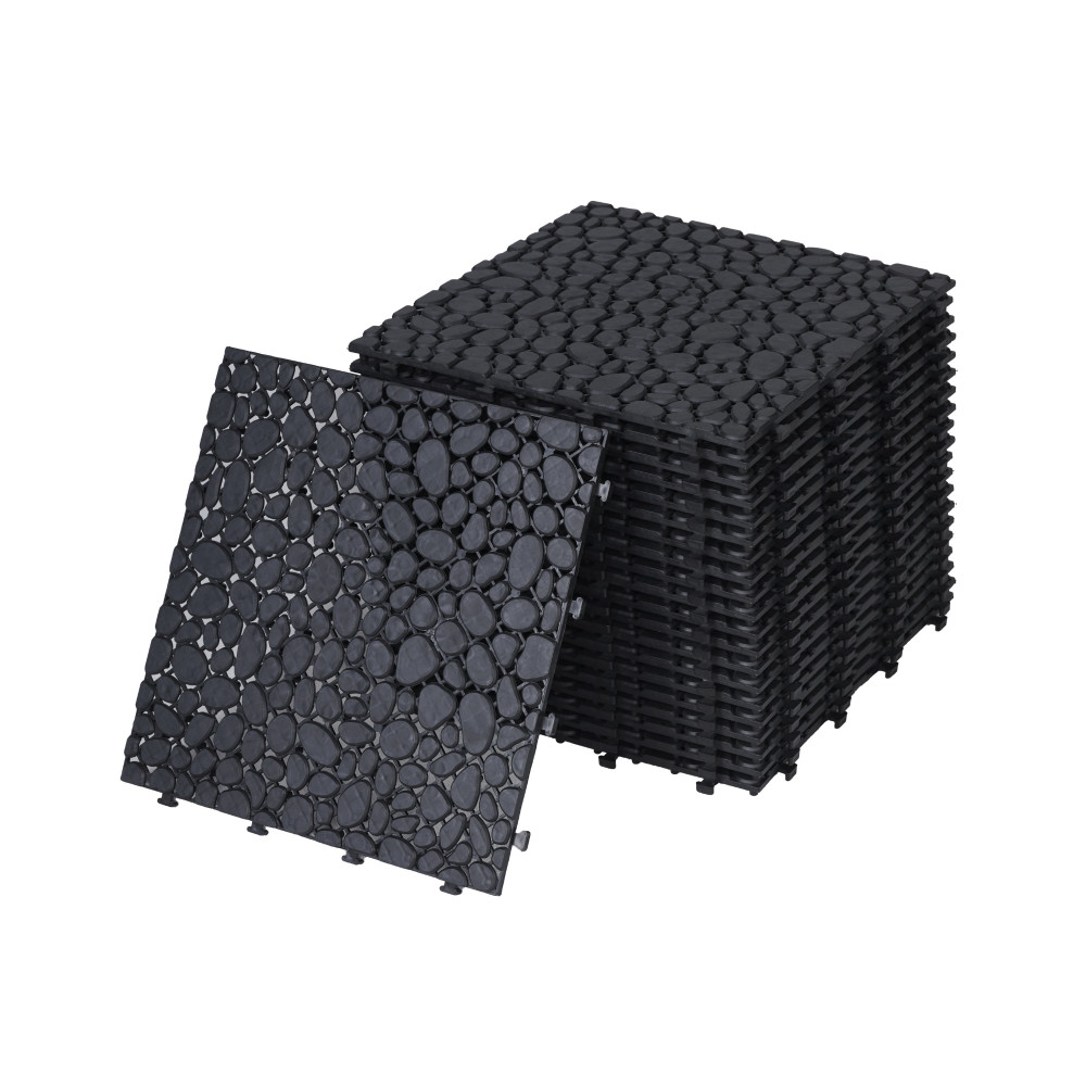 60Pcs 12 x 12 Inch Black Interlocking Deck Tiles Plastic Anti-slip Bathroom