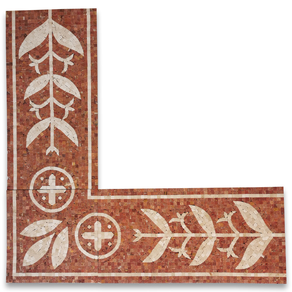 B0111CP Coral Carnelian 11×11 Marble Mosaic Border Corner Tile Polished
