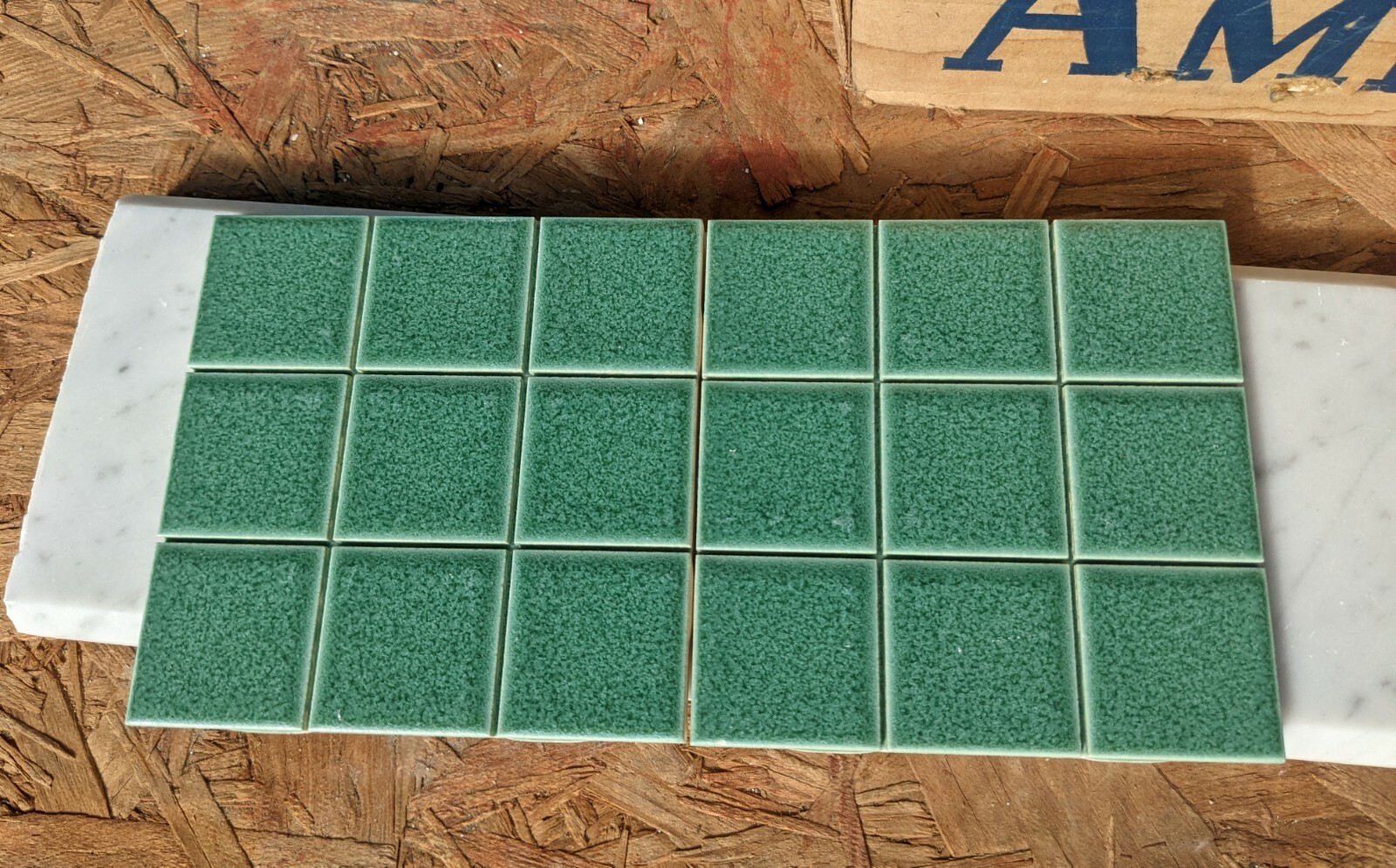2 pcs American Olean Crystalline Green #325 Ceramic Tile 4-1/4 SD-1 Scored 9ths
