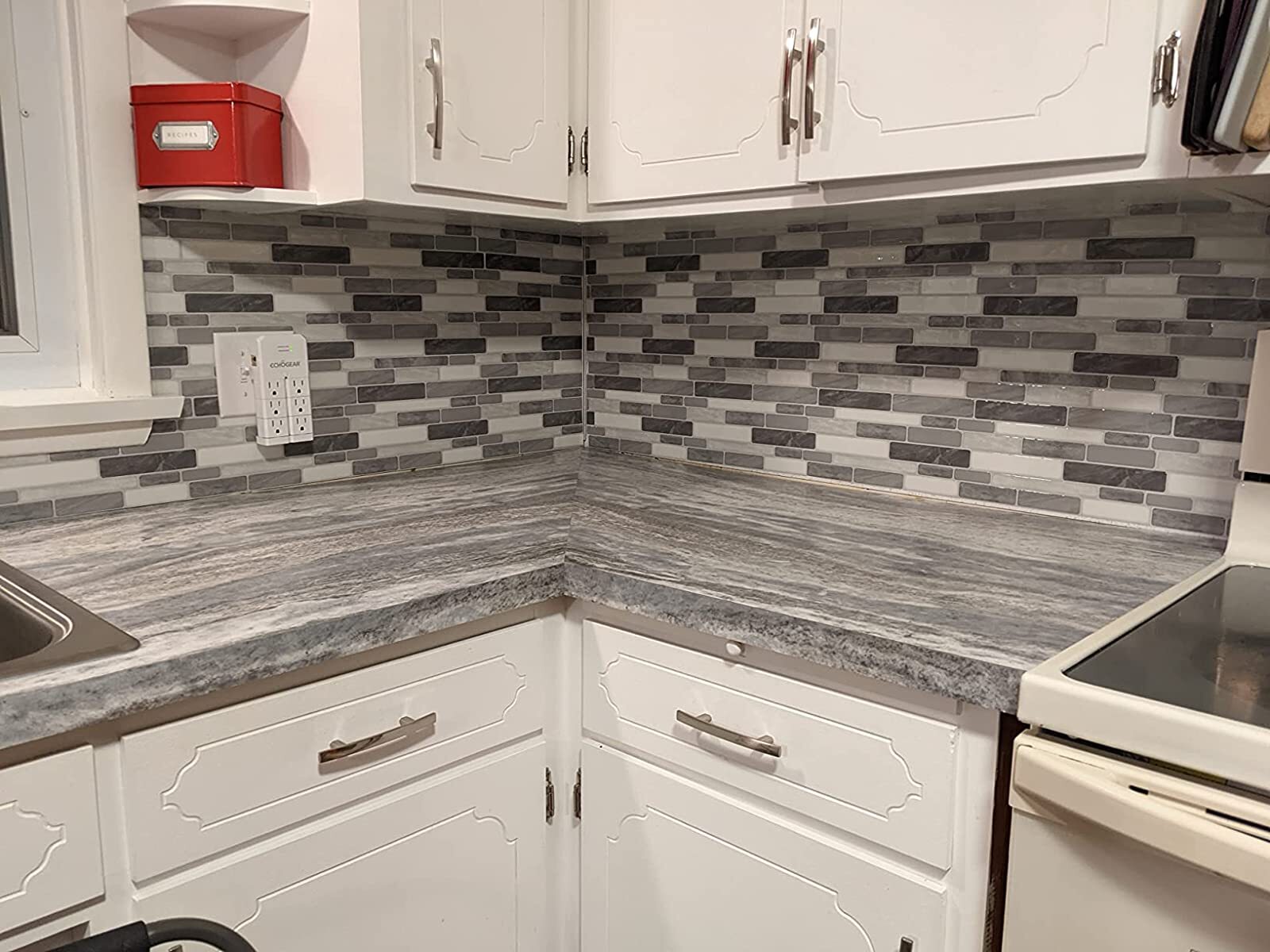 Art3d 10-Sheet Peel and Stick Backsplash for Kitchen, 12 x 12in. Marble Design