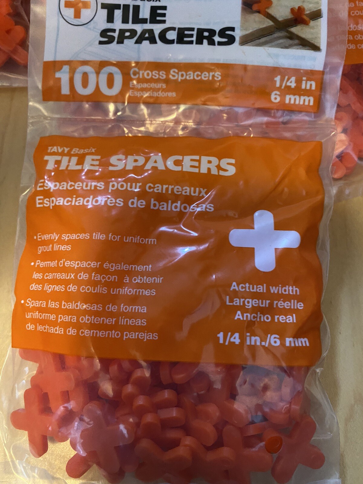 Tavy Basix Cross Tile Spacers 1/4in 6mm 100pc Pack Lot Of 12- Total Of 1,200!!