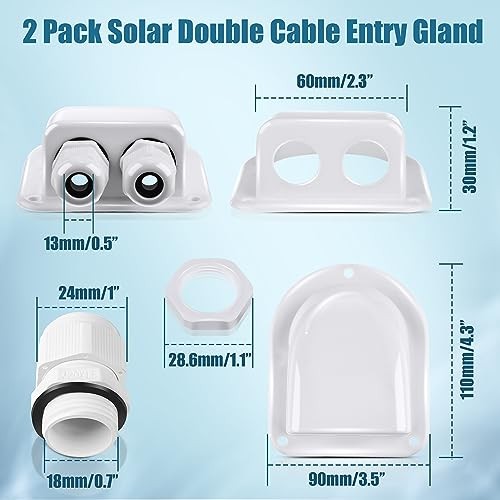 Set Solar Entry Gland Dual Entry Waterproof for 3mm²-10mm² () | Solar 2 White