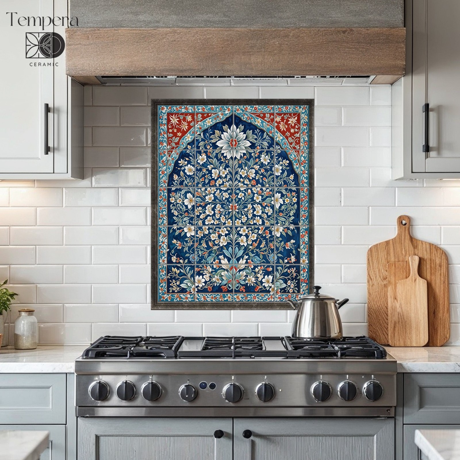 Arabic pattern tiles mural, tiles in middle-eastern style, accent tiles decor