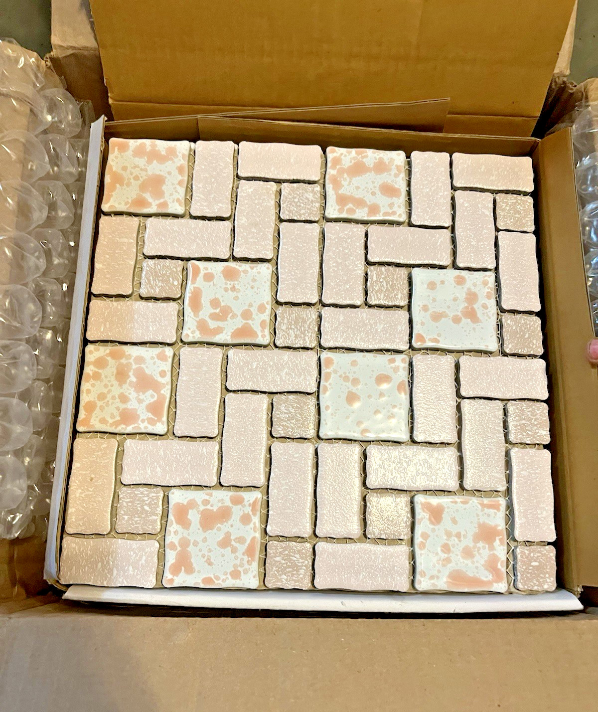 NEW Academy Pink Porcelain Mosaic Tiles 10 Sq Ft * Wall or Floor Tiles