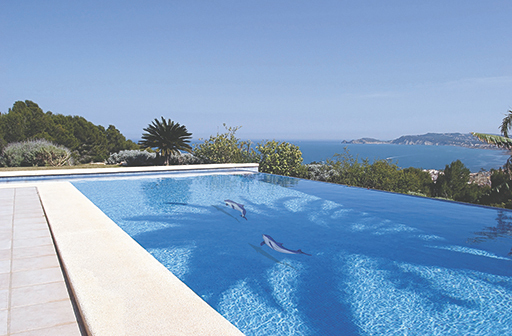 Mosaic Bottlenose Dolphins with Shadow for Swimming Pool or Wall – Large