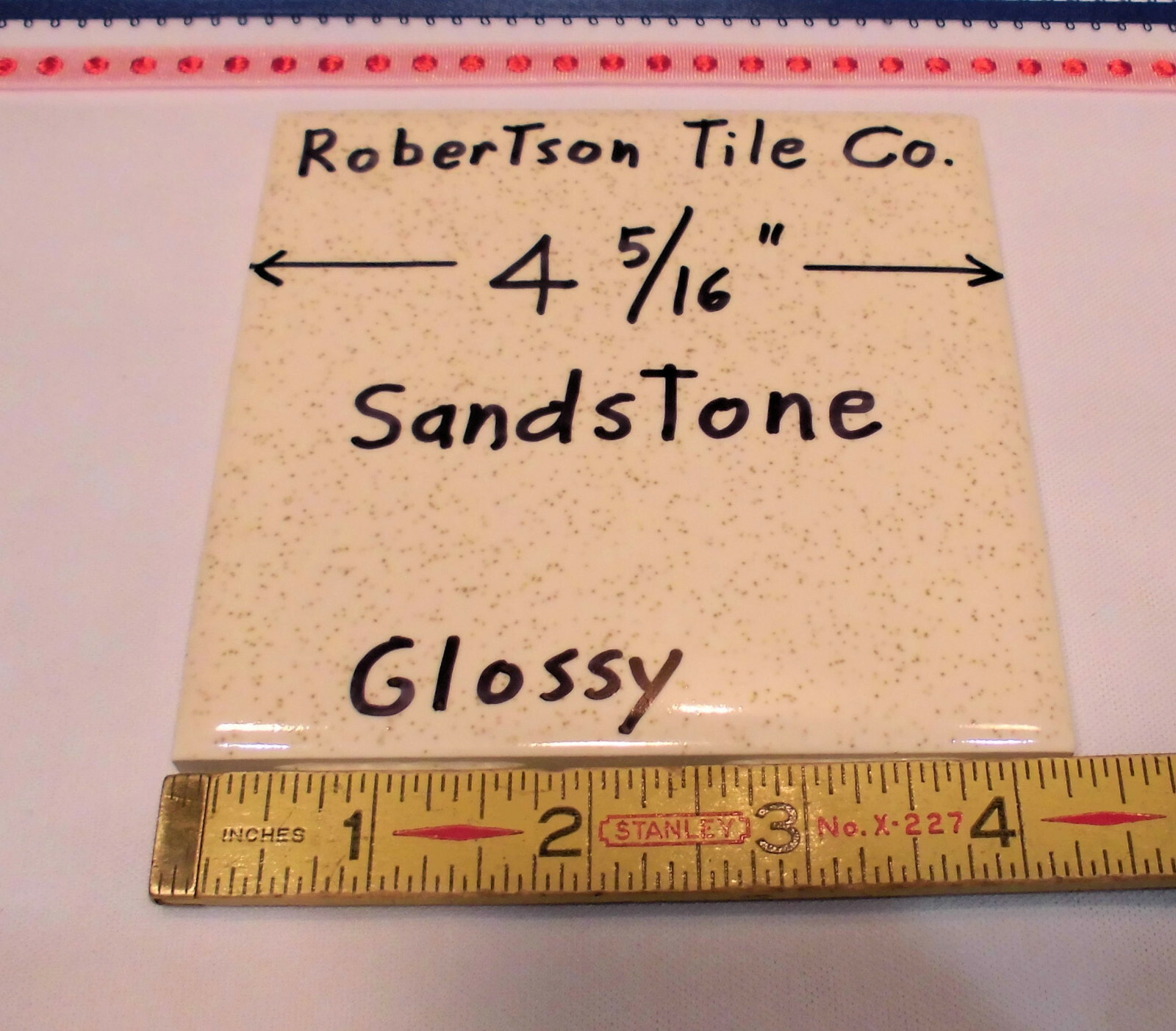 1 pc. Ceramic Tile: Buckwheat – Sandstone: Beige & Gold Specks, Robertson 4-5/16
