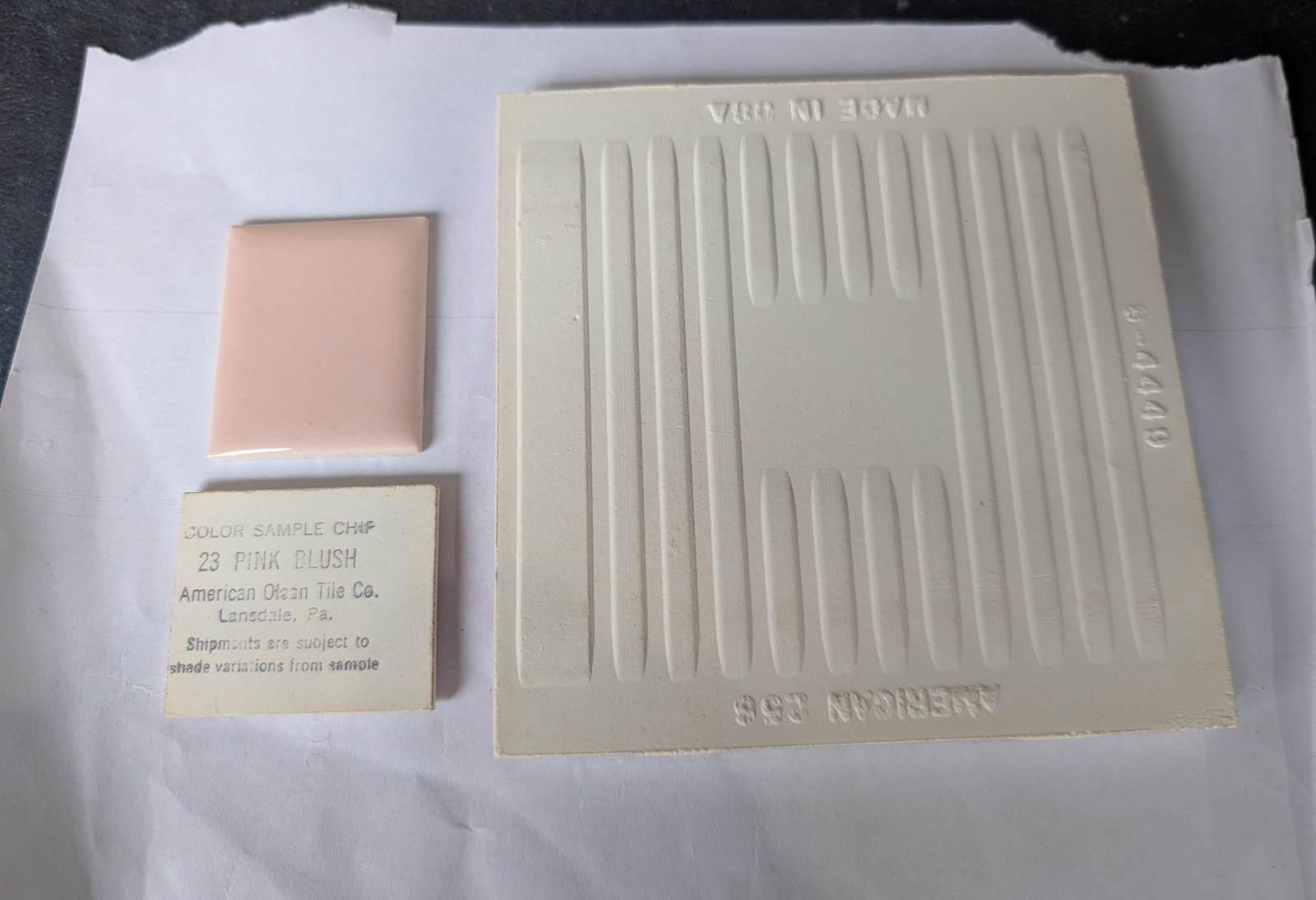 2 pcs 4 1/4″ Ceramic Tile #23 Pink Blush American Olean Thinset Bullnose S4449